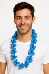 Sparkling Blue Tinsel Lei for Tropical Parties