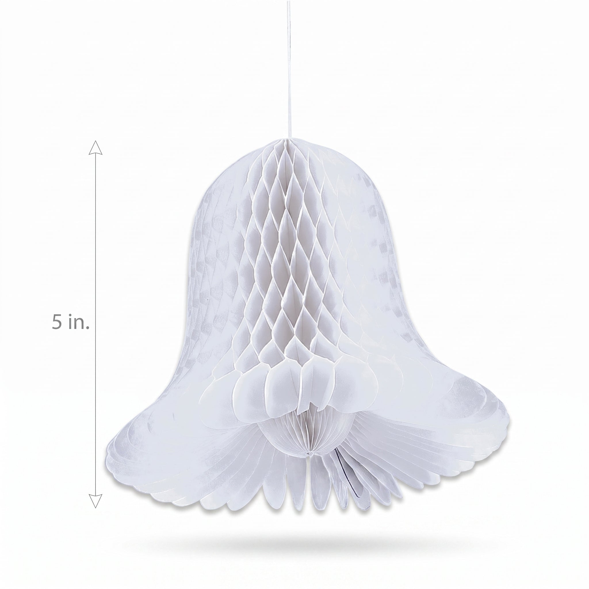 White Honeycomb Wedding Bell Hanging Decorations, 5-Inch, 4-Pack