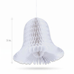 White Honeycomb Wedding Bell Hanging Decorations, 5-Inch, 4-Pack