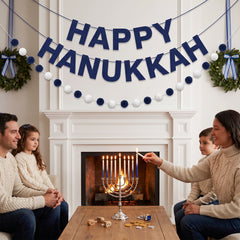 Happy Hanukkah Double Pom Banner