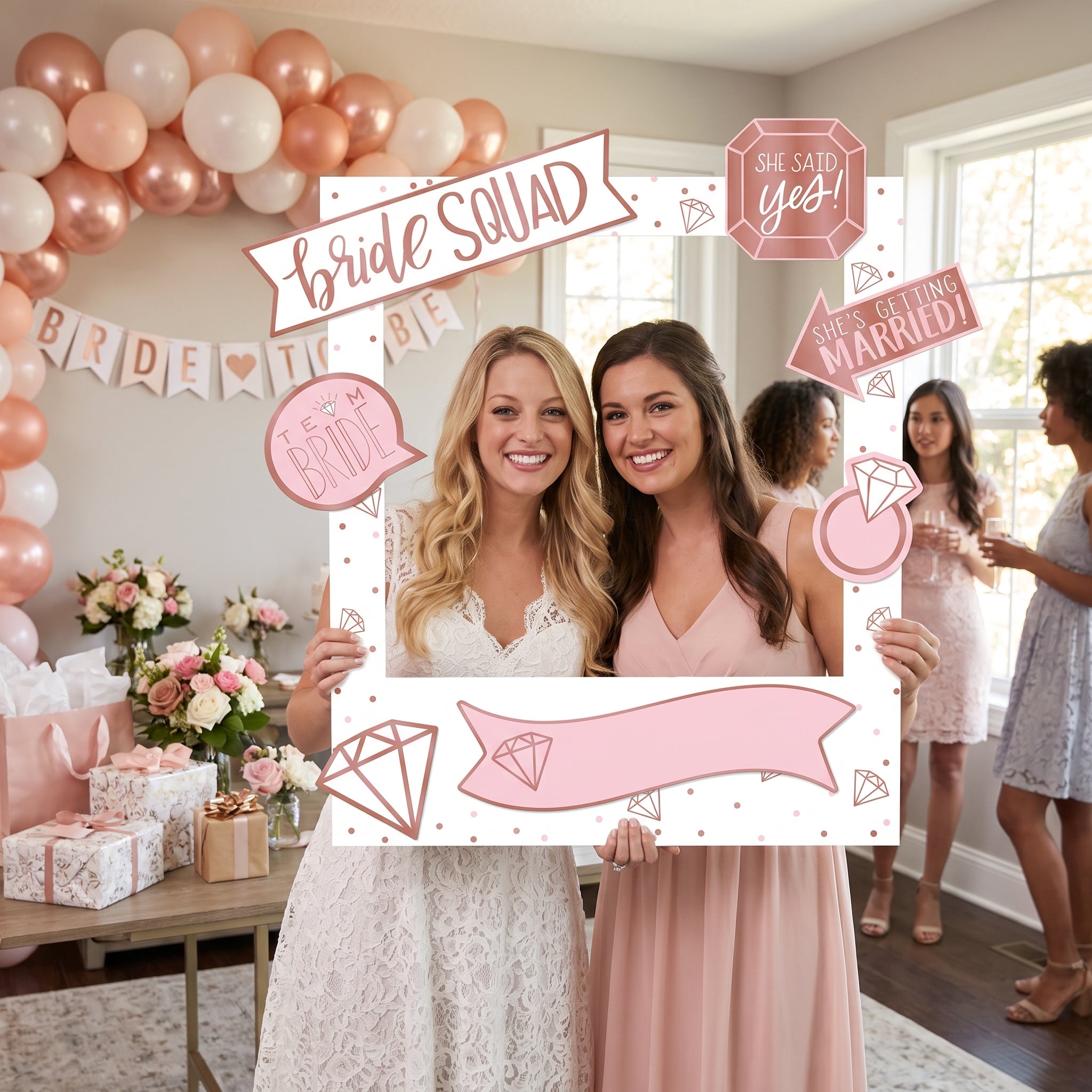 Customizable Blush Rose Gold Bridal Shower Photo Frame Kit