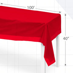 Apple Red Plastic Table Roll - 40" x 100'