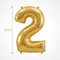 Giant Gold Number 2 Foil Balloon