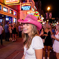 Bright Pink Straw Cowboy Hat - One Size