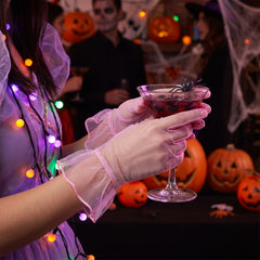 Pink Mesh Halloween Gloves - Adult Costume Accessory