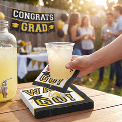 "Way to Go!" Yellow Graduation Beverage Napkins - 40 Pack - 5 In. X 5 In.