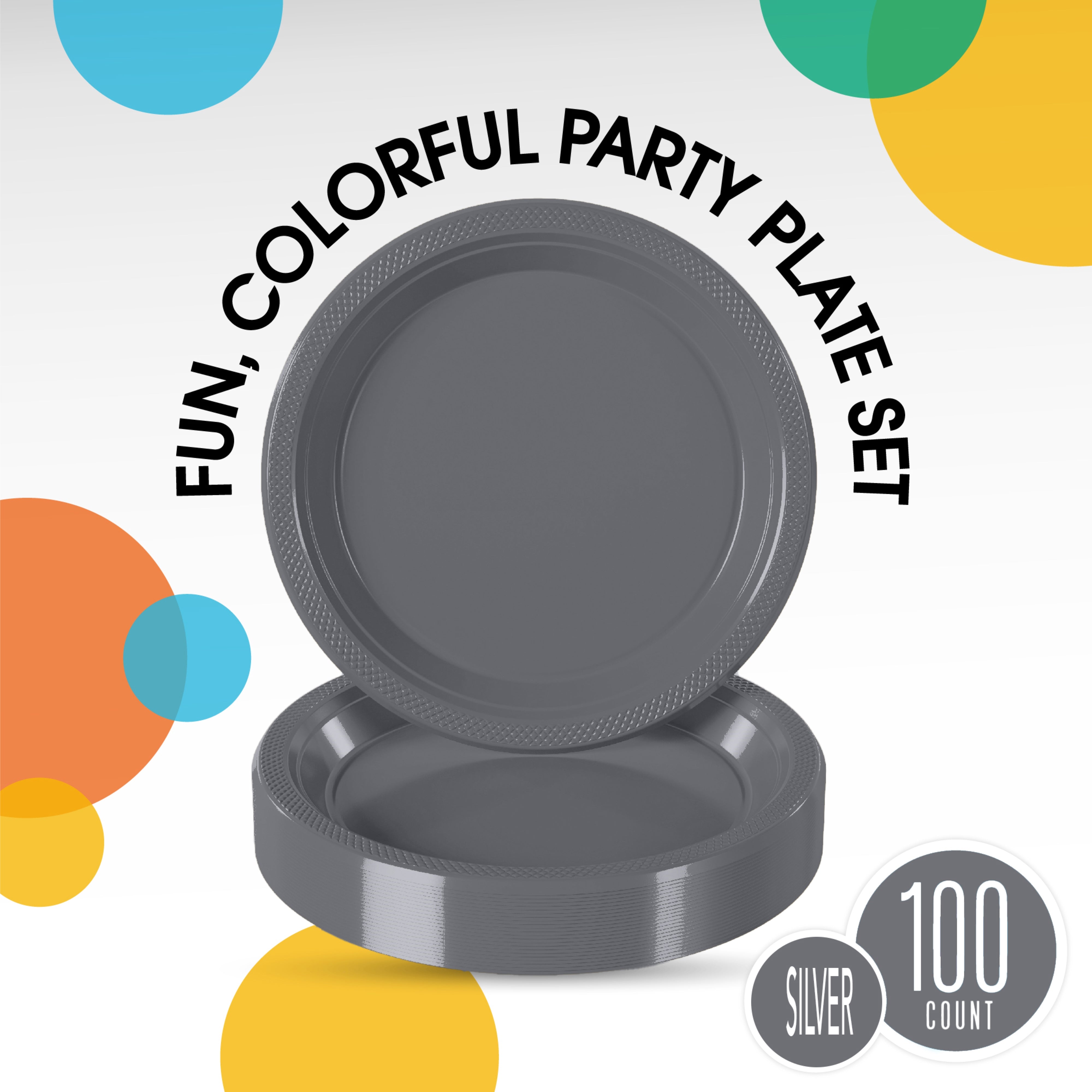 10 In. Silver Plastic Plates | 100 Count
