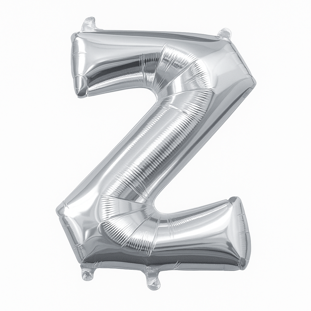 Silver Metallic Letter Z Foil Balloon
