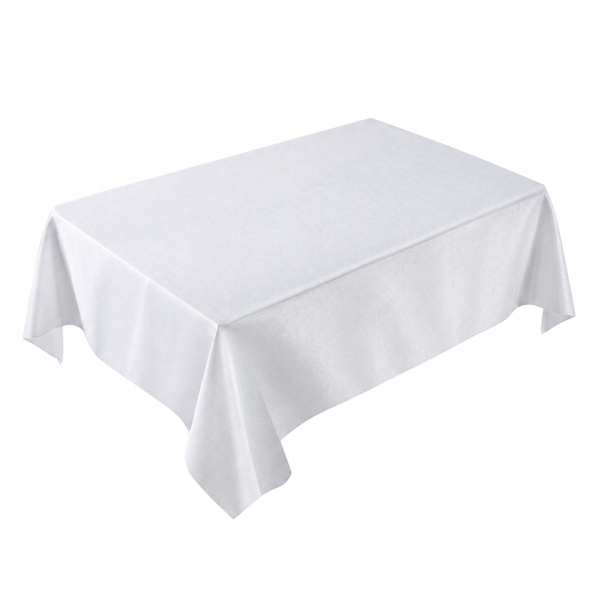 Elegant White and Silver Fabric Table Cover - 60" x 84"