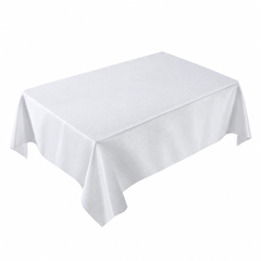 Elegant White and Silver Fabric Table Cover - 60" x 84"