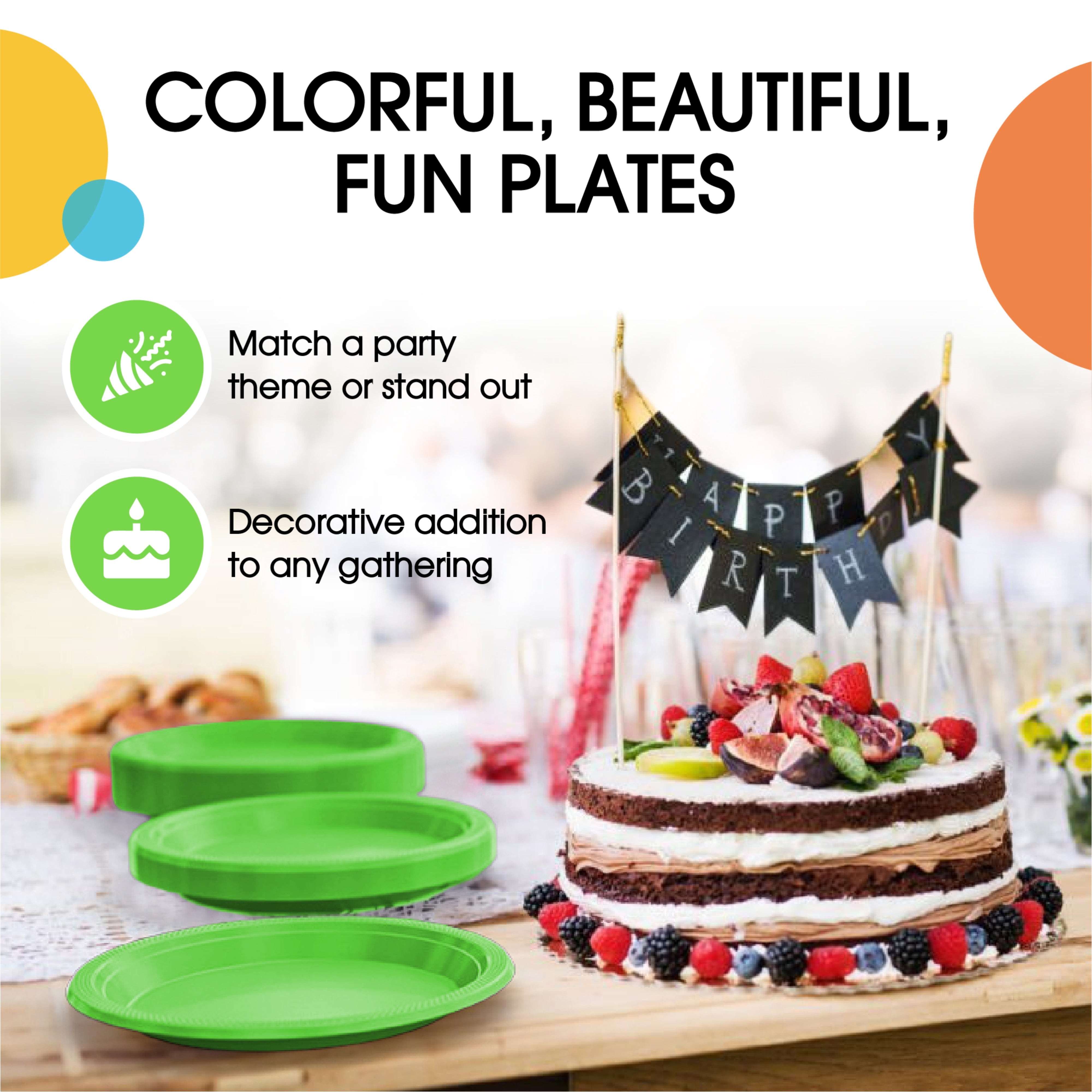 Little Gym - 7 In. Lime Green Plastic Plates | 100 Count
