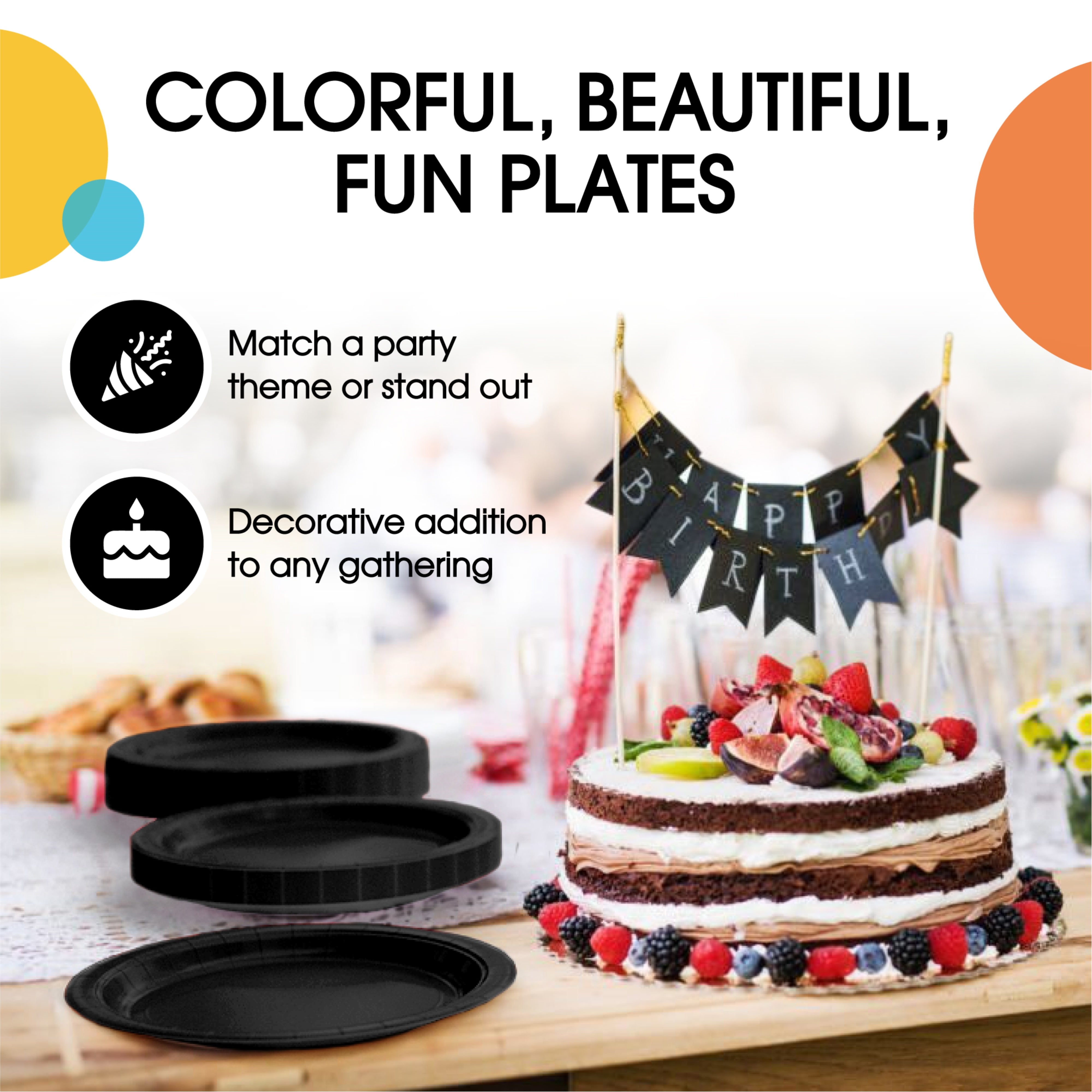 9 & 7 Inch. Black Paper Plates Combo - 200 Pack (100 of each)