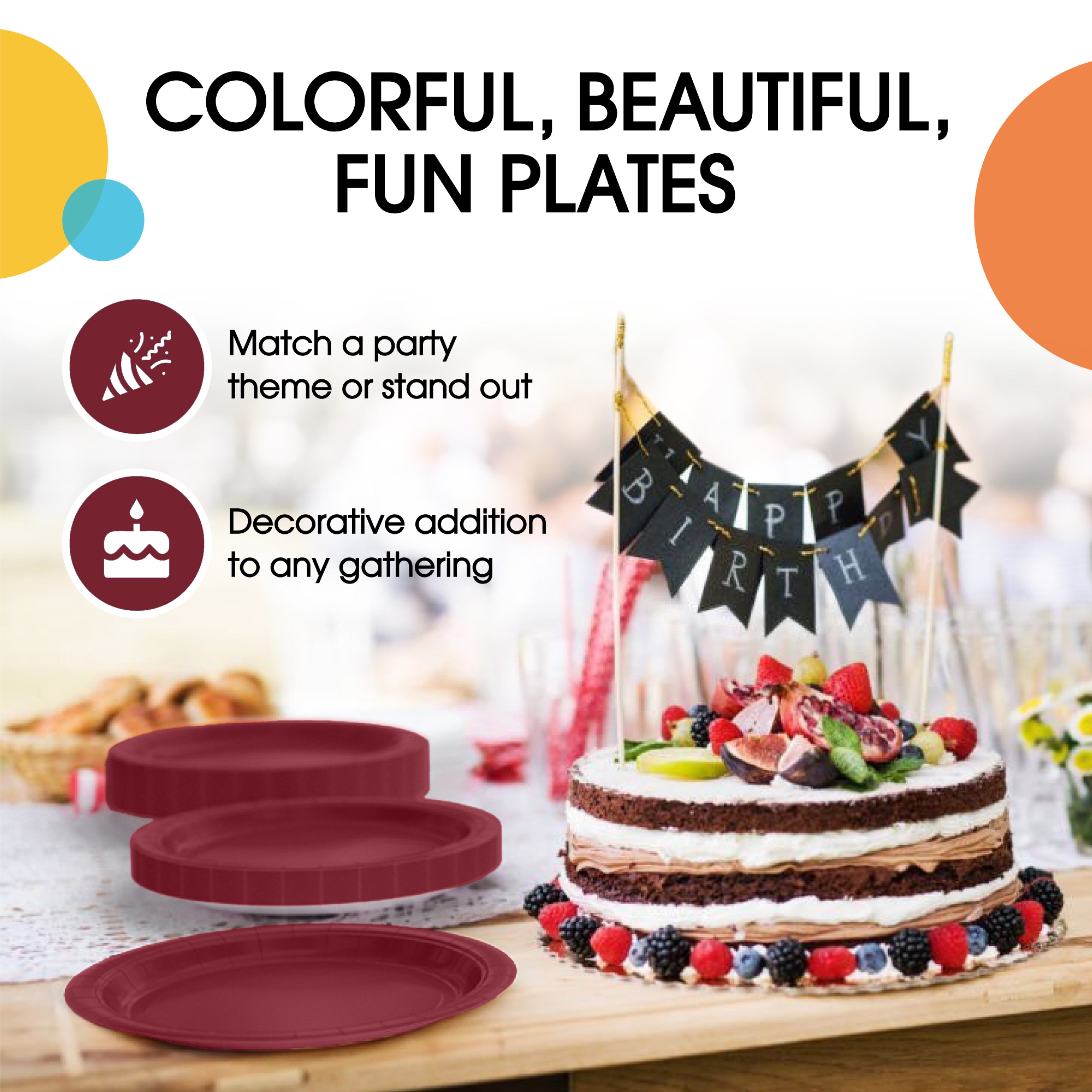 9 & 7 Inch. Burgundy Paper Plates Combo - 200 Pack (100 of each)