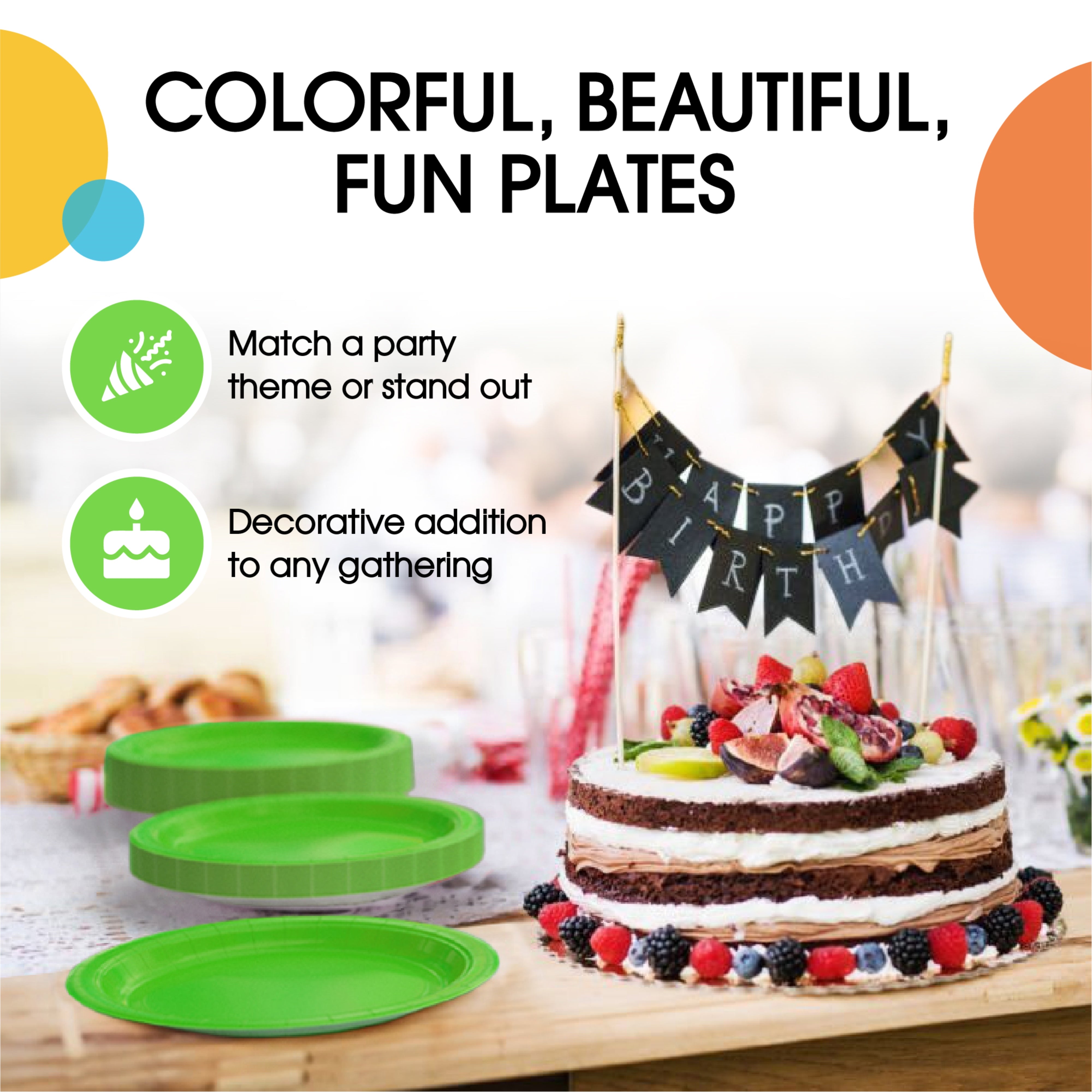9 & 7 Inch. Lime Green Paper Plates Combo - 200 Pack (100 of each)