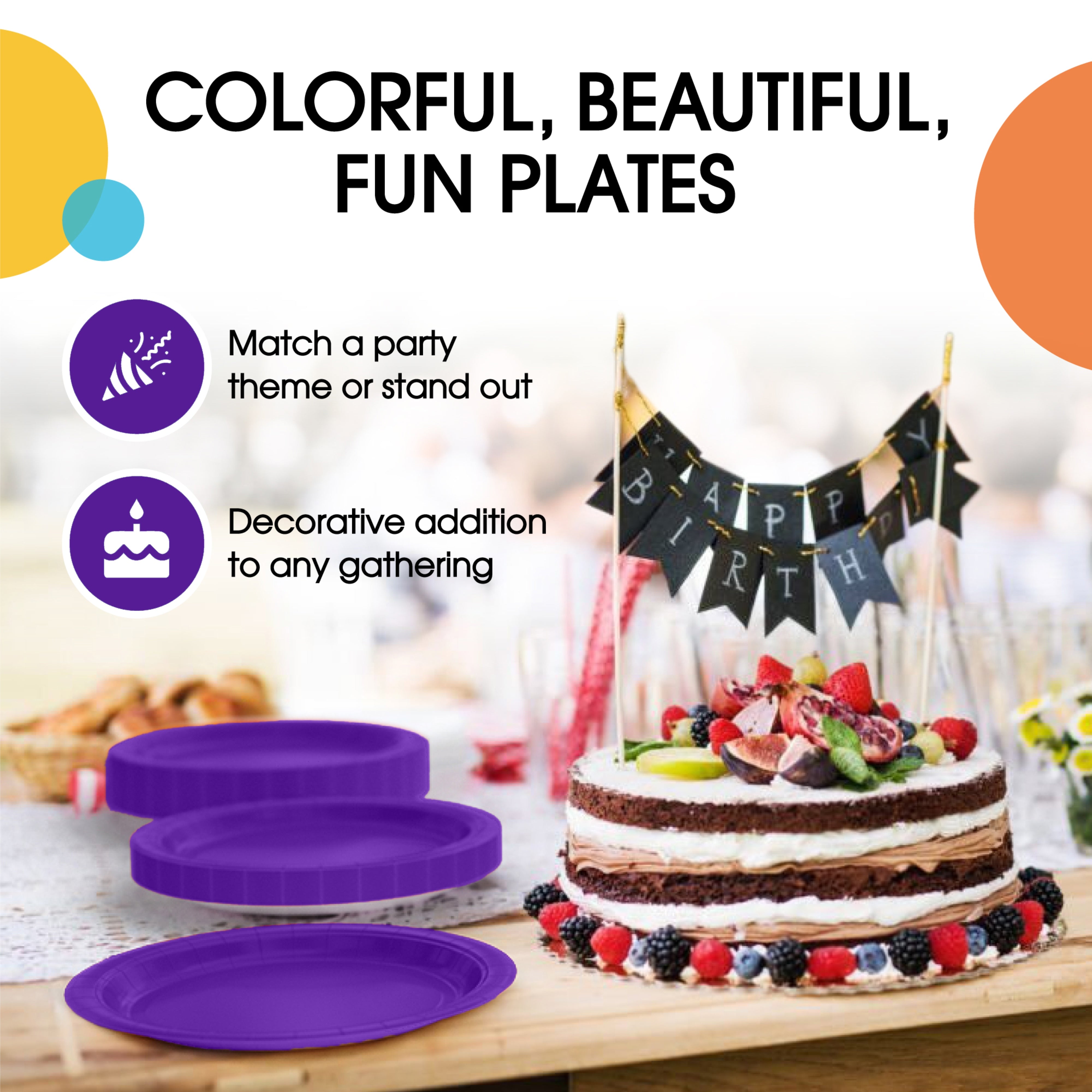 9 & 7 Inch. Purple Paper Plates Combo - 200 Pack (100 of each)