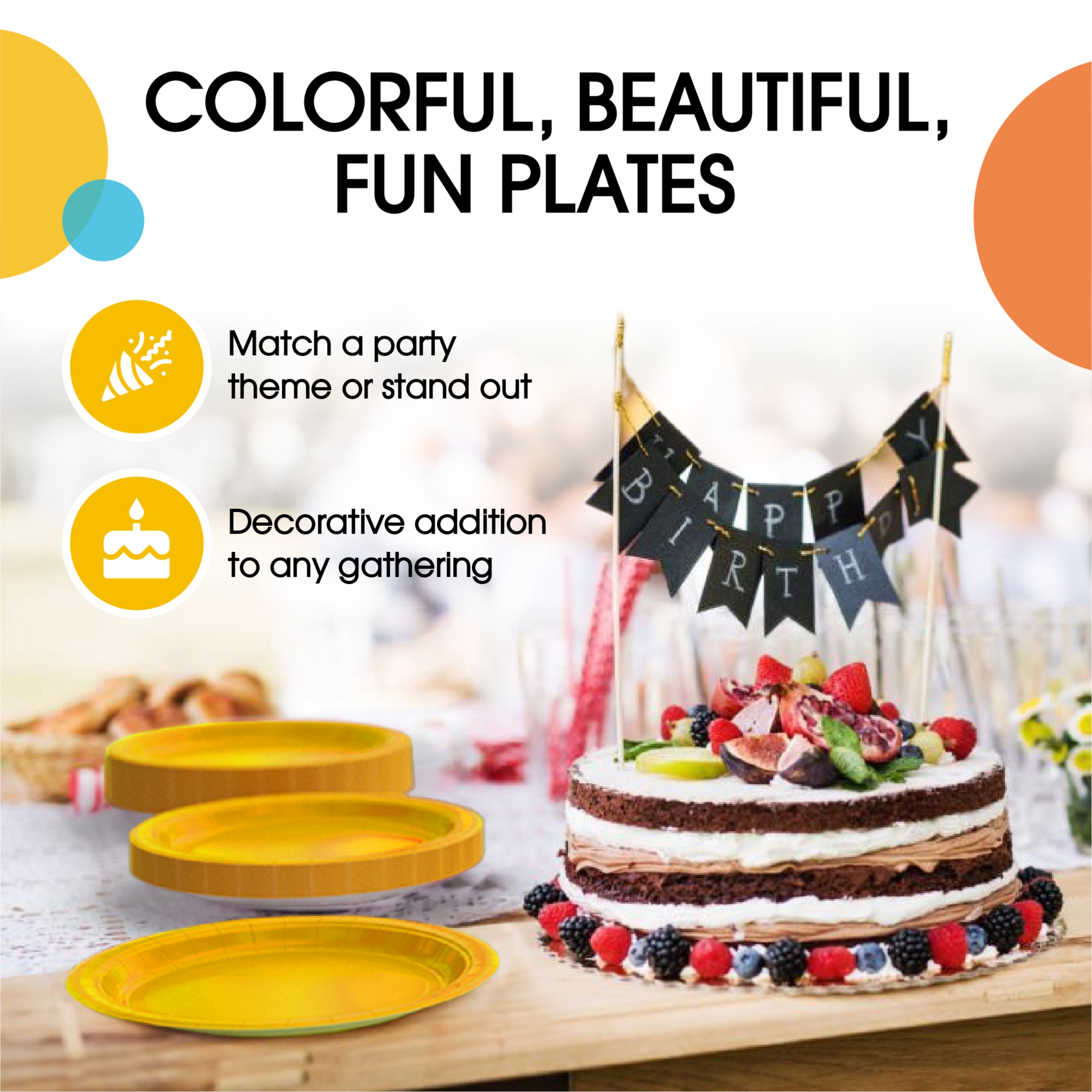 9 & 7 Inch. Yellow Paper Plates Combo - 200 Pack (100 of each)