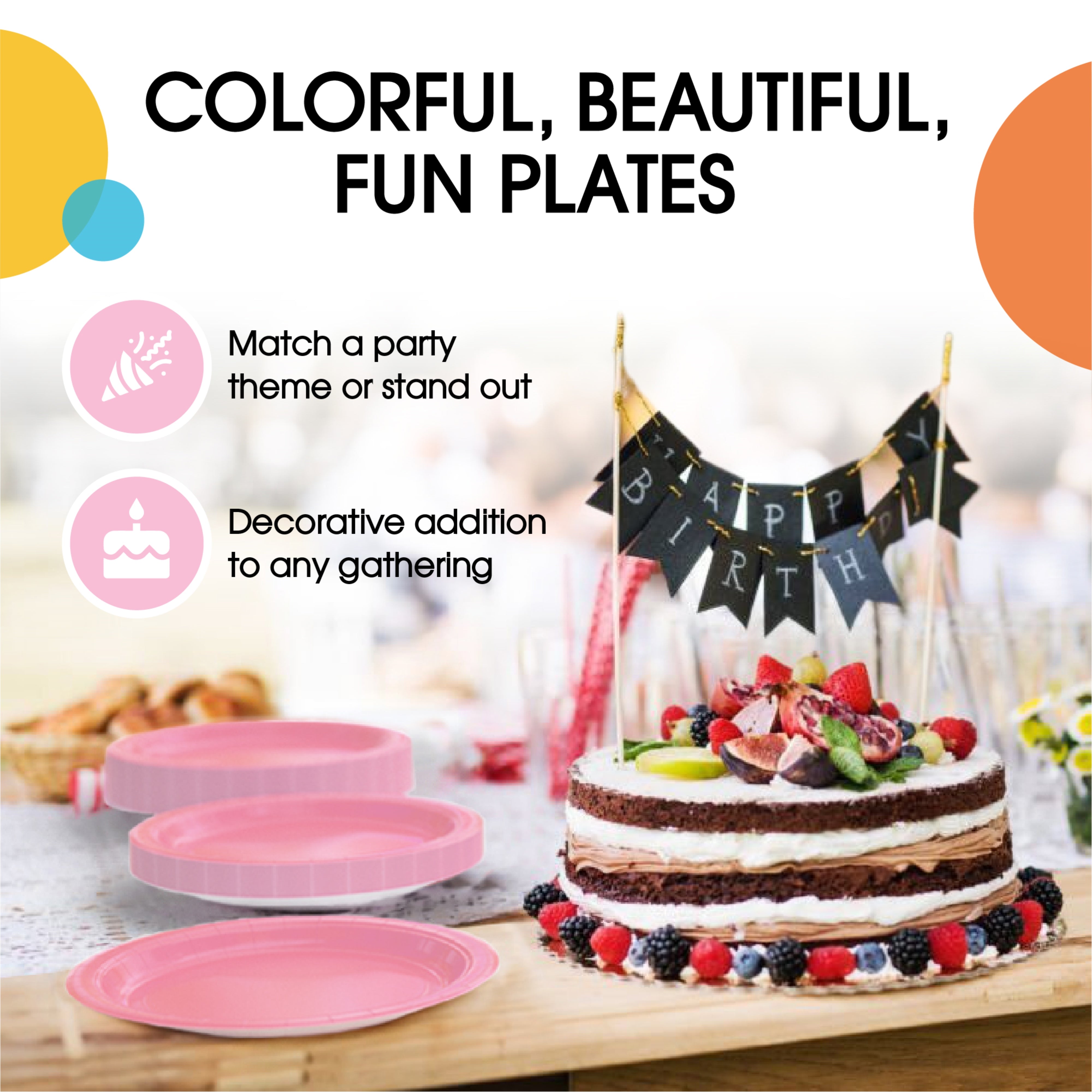 9 & 7 Inch.  Light Blue and Pink Paper Plates Combo - 200 Pack (100 of each)