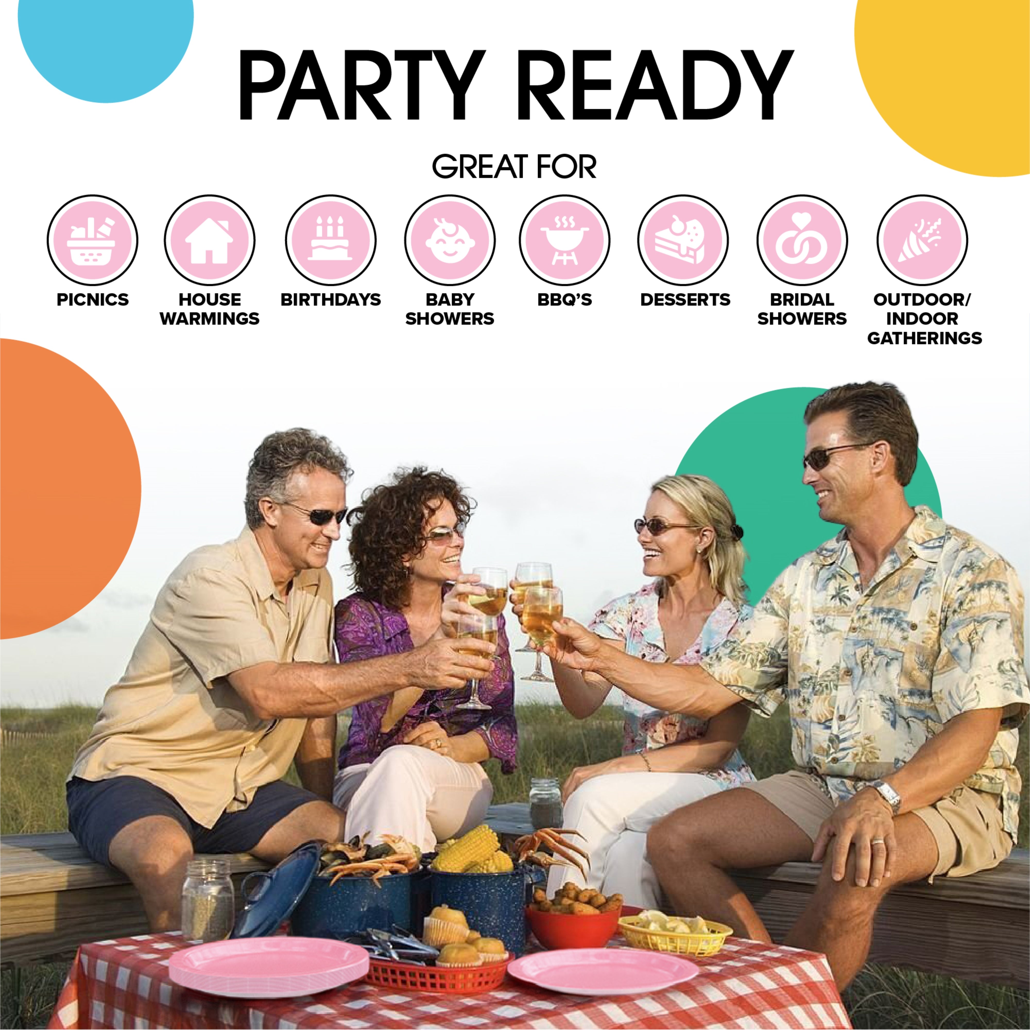 9 & 7 Inch.  Light Blue and Pink Paper Plates Combo - 200 Pack (100 of each)