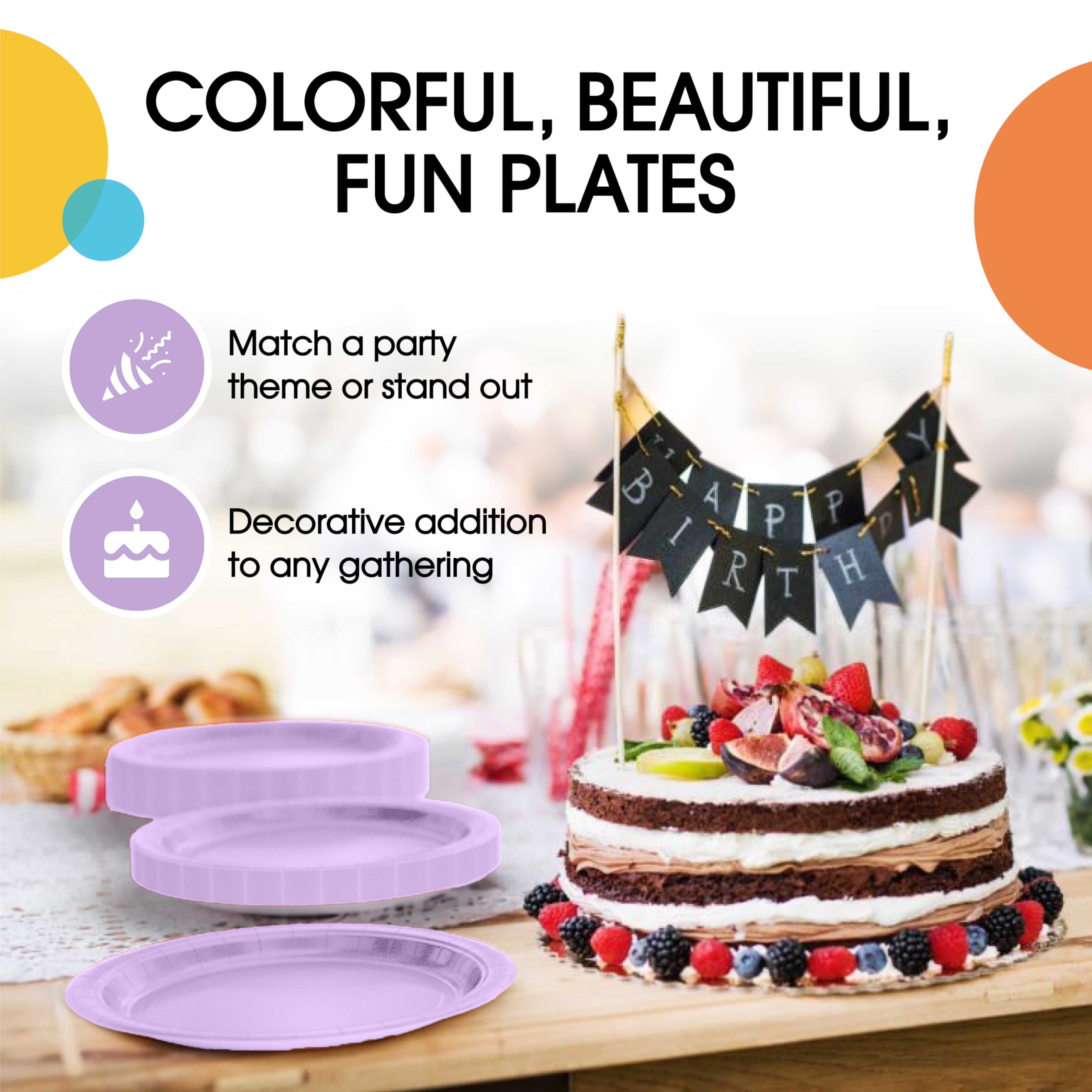 9 & 7 Inch. Lavender Paper Plates Combo - 200 Pack (100 of each)