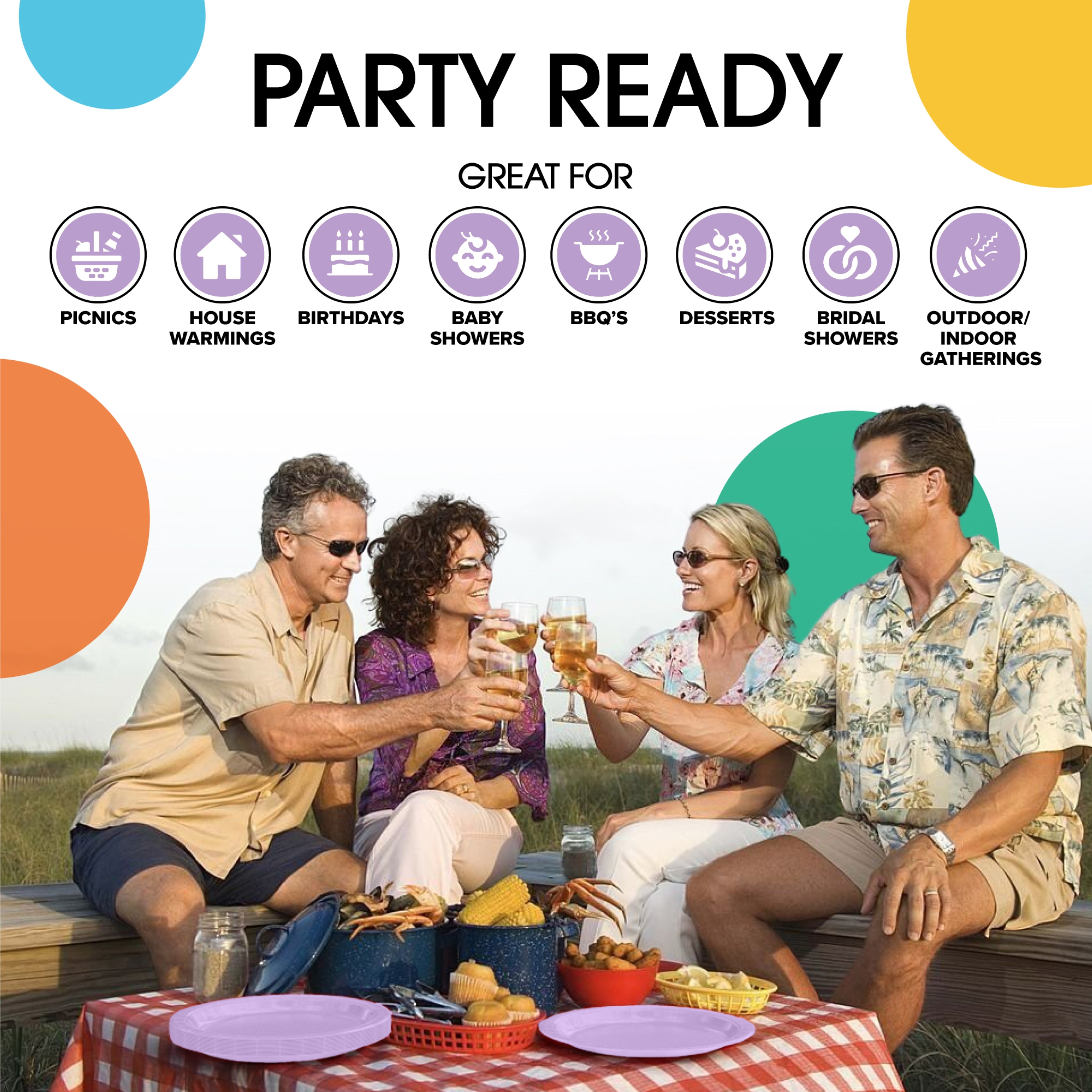 9 & 7 Inch. Lavender Paper Plates Combo - 200 Pack (100 of each)