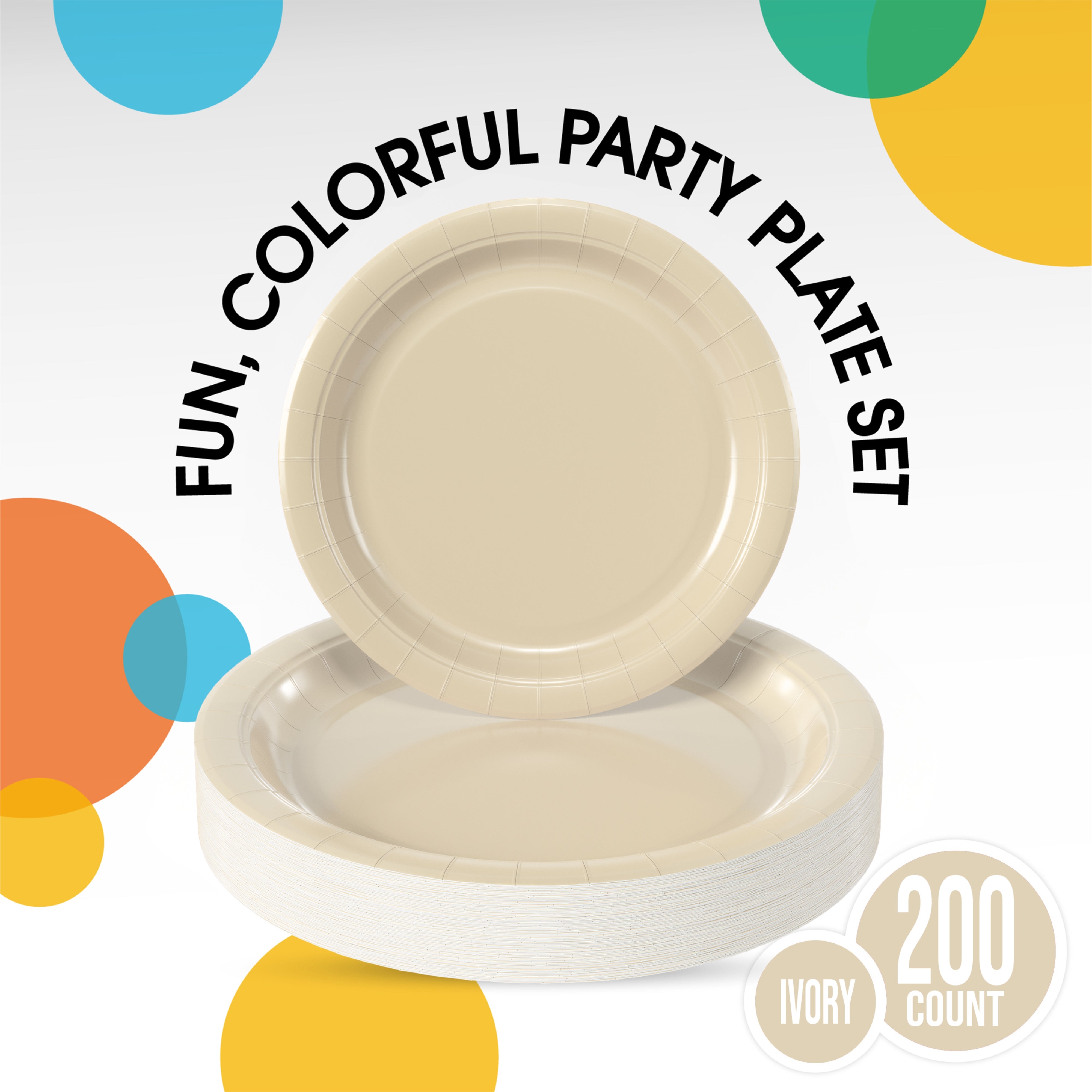 9 & 7 Inch. Ivory Paper Plates Combo - 200 Pack (100 of each)
