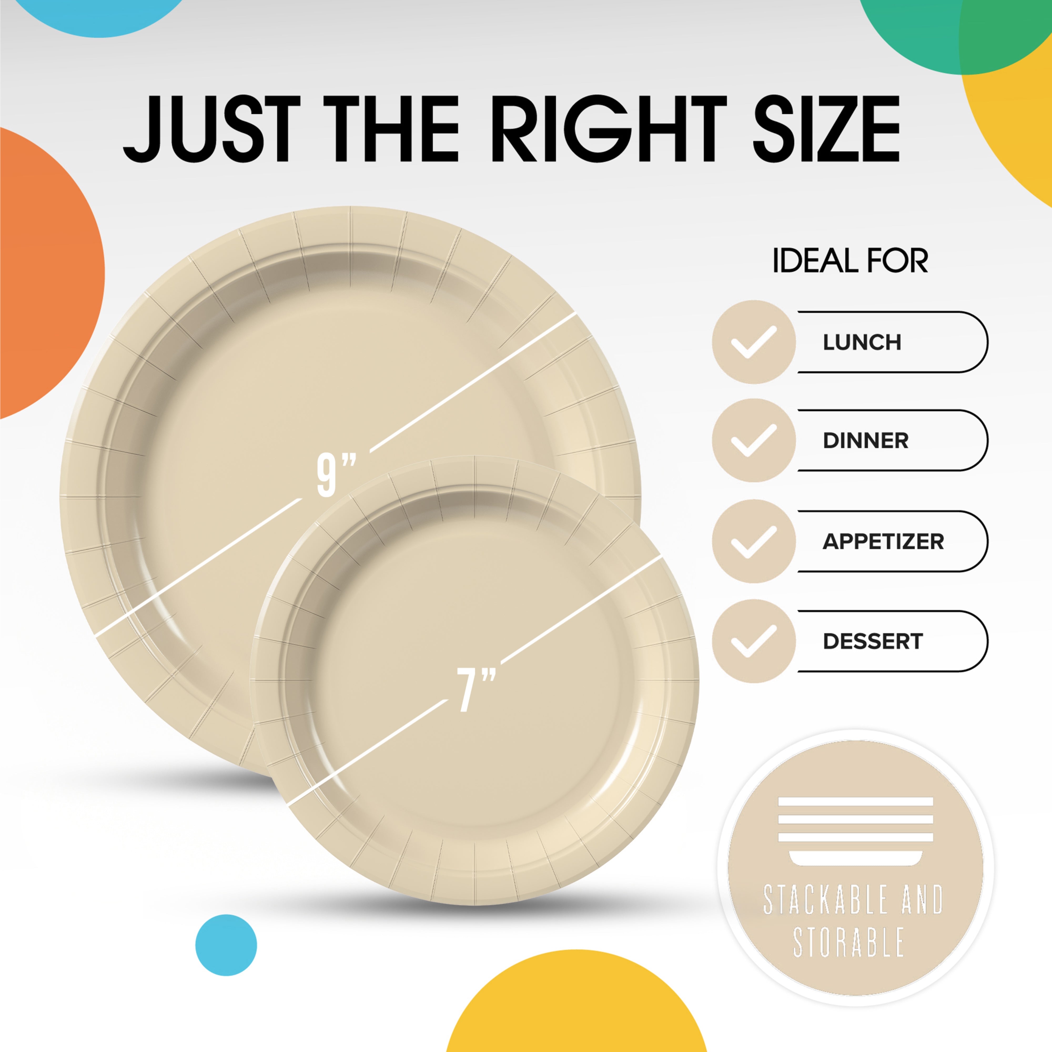 9 & 7 Inch. Ivory Paper Plates Combo - 200 Pack (100 of each)