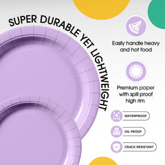 9 & 7 Inch. Lavender Paper Plates Combo - 200 Pack (100 of each)