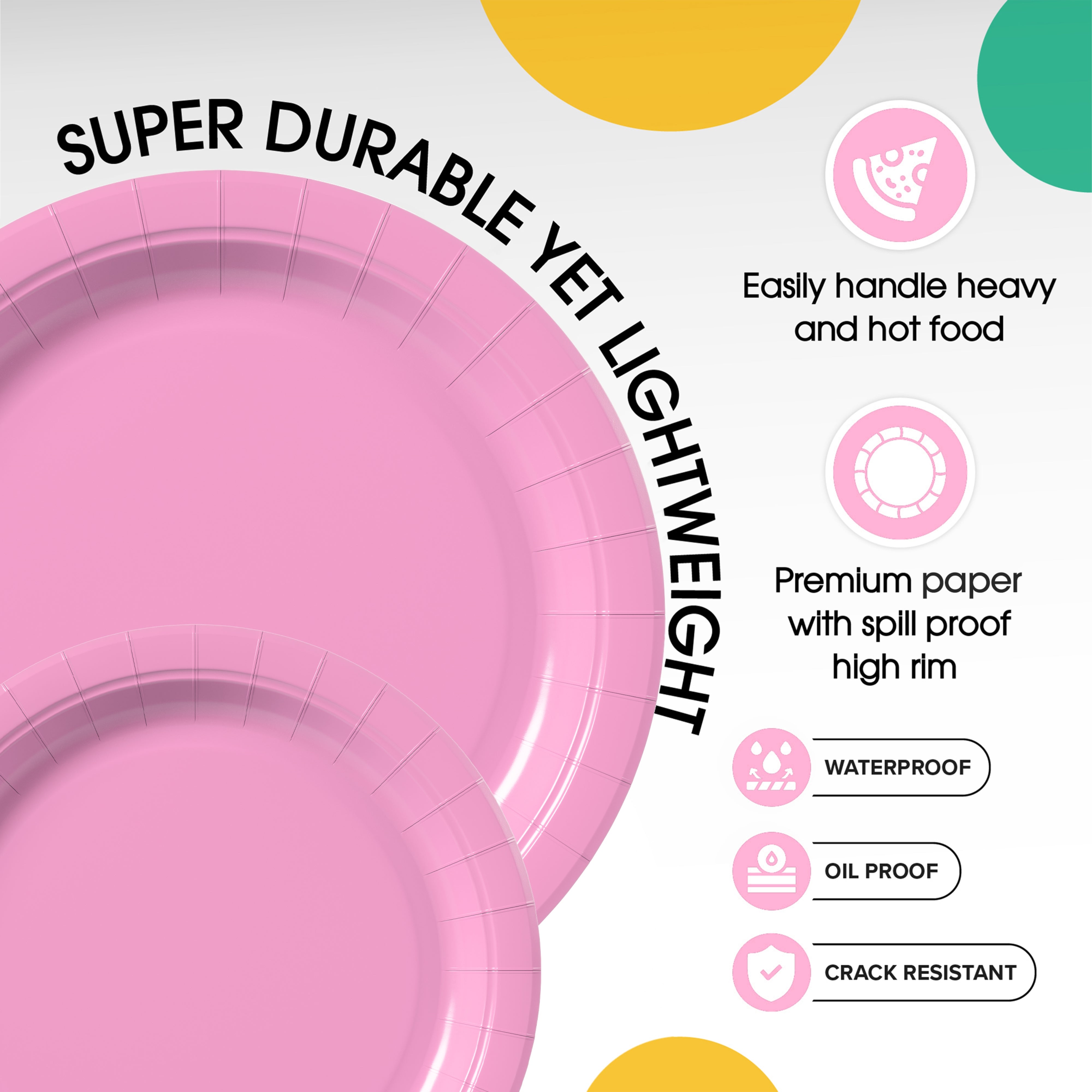 9 & 7 Inch. Pink Paper Plates Combo - 200 Pack (100 of each)