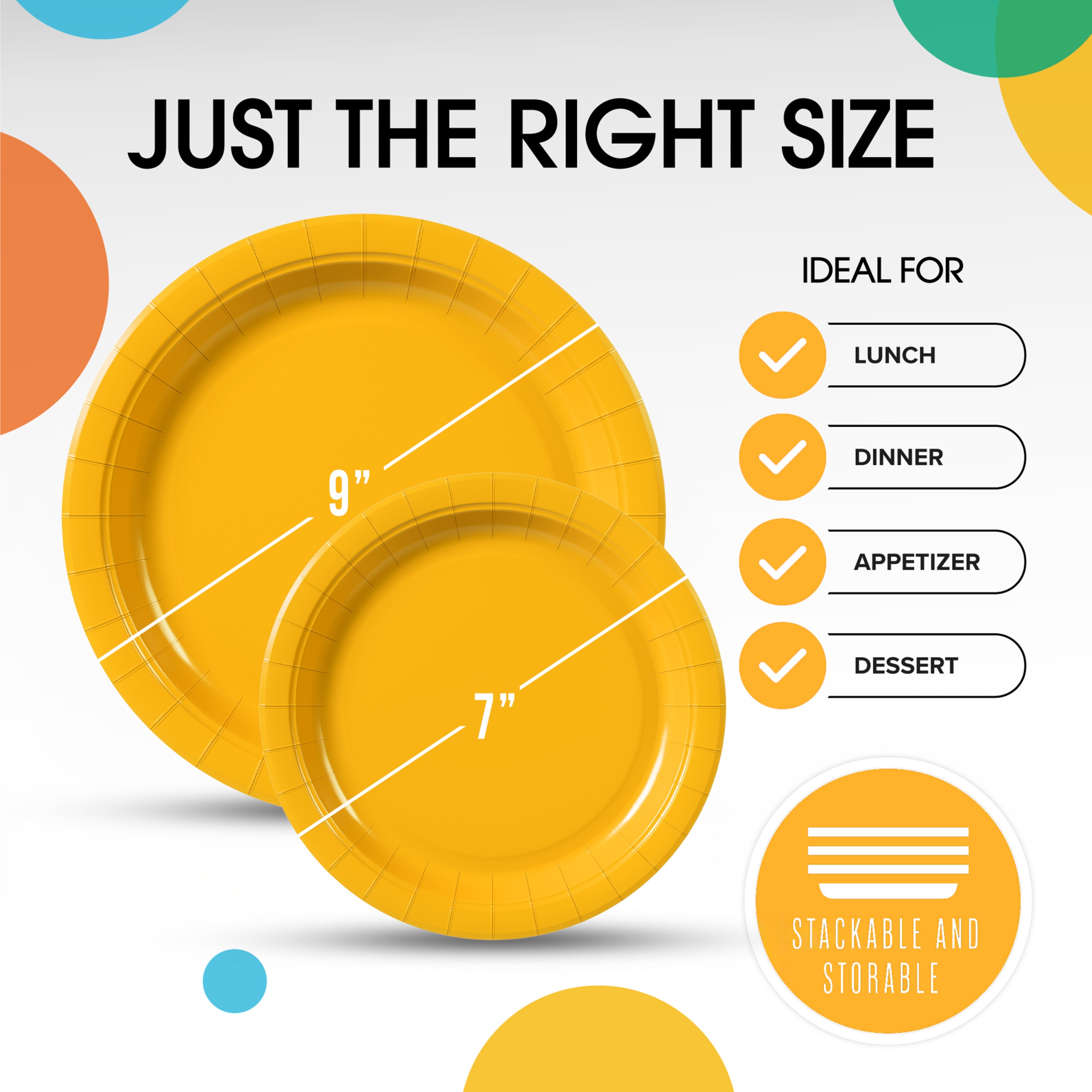 9 & 7 Inch. Yellow Paper Plates Combo - 200 Pack (100 of each)