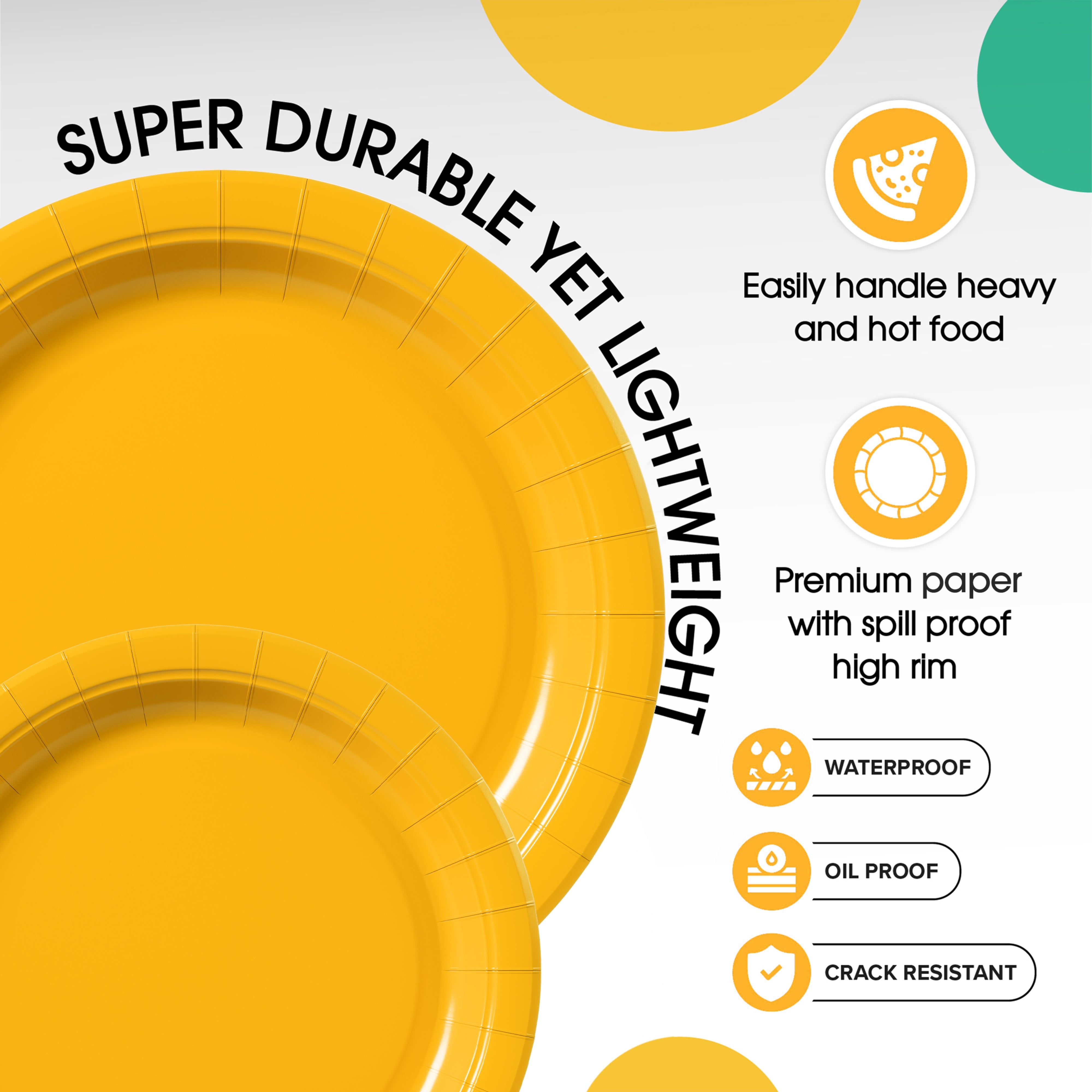 9 & 7 Inch. Yellow Paper Plates Combo - 200 Pack (100 of each)
