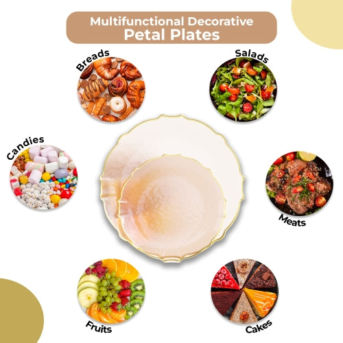 Rosé/Gold Petal Plates - Combo Pack 40/40 (Coral Peach)