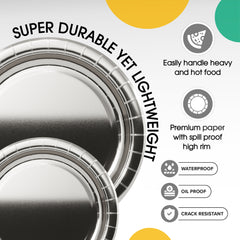 9 & 7 Inch. Silver Paper Plates Combo - 200 Pack (100 of each)