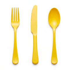 Vibrant Yellow Heavyweight Plastic Cutlery Set - 7.5 in. - 24 Count