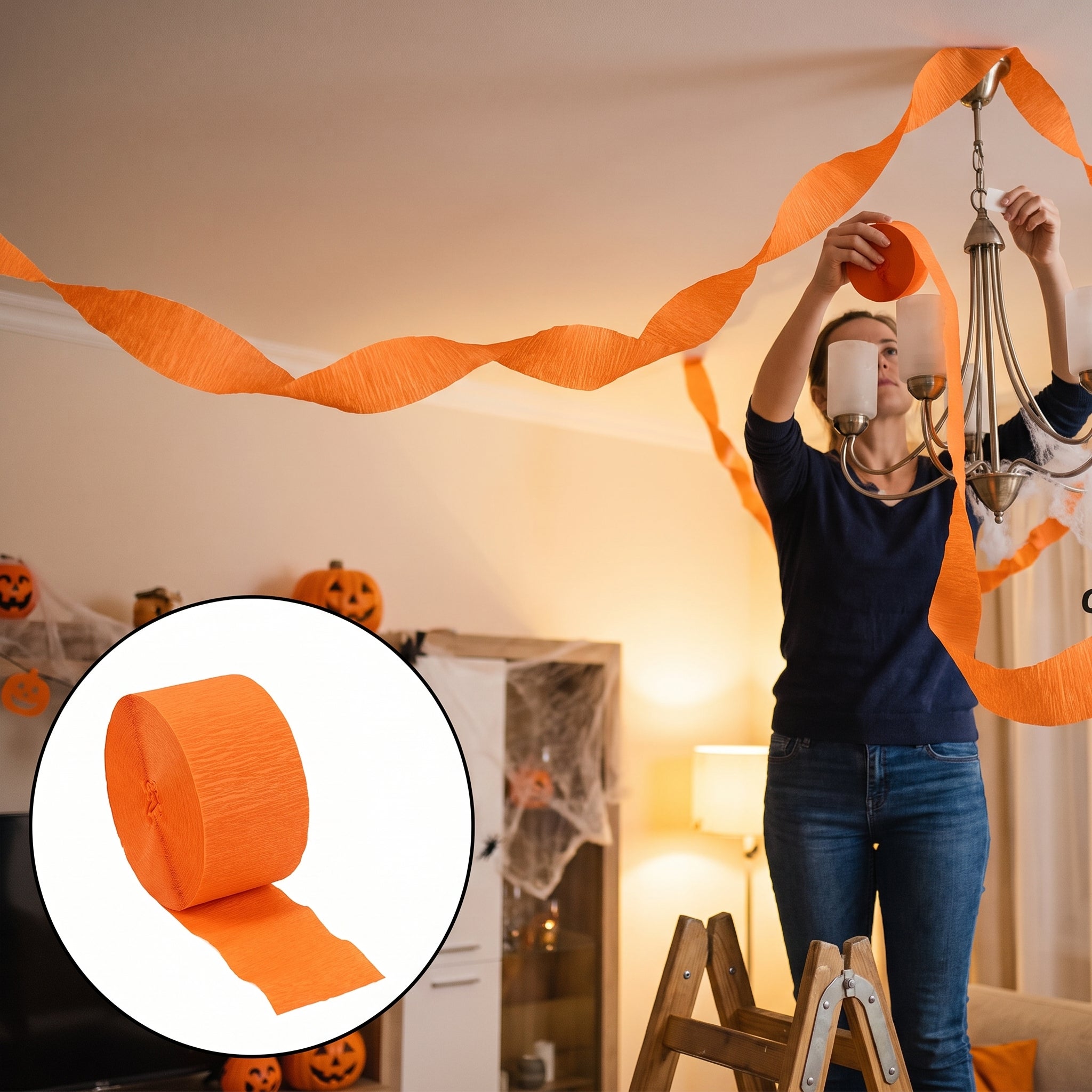 Orange Crepe Streamer - 81 ft.