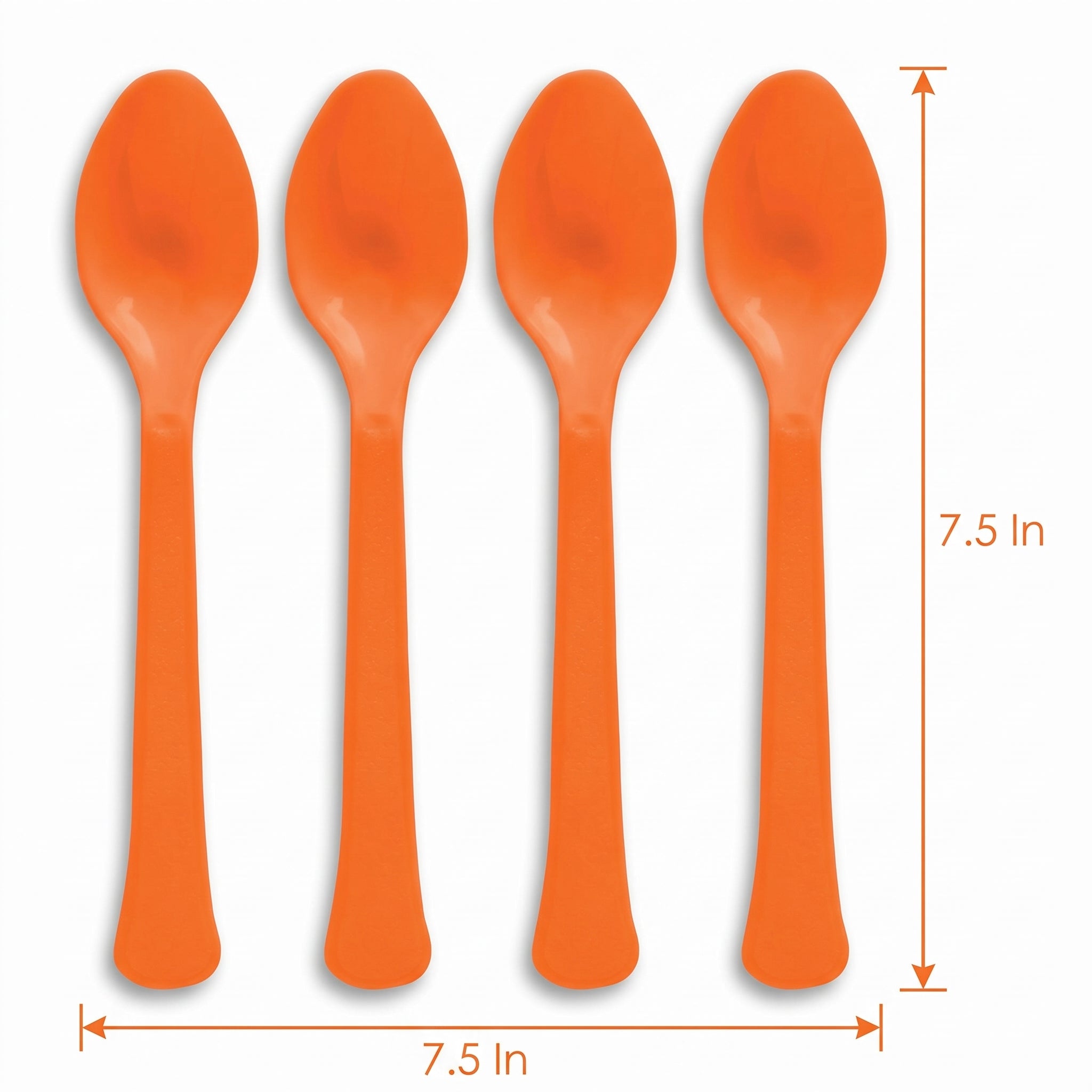 Vibrant Orange Plastic Spoons - Solid Color Tableware - 7.5 in.