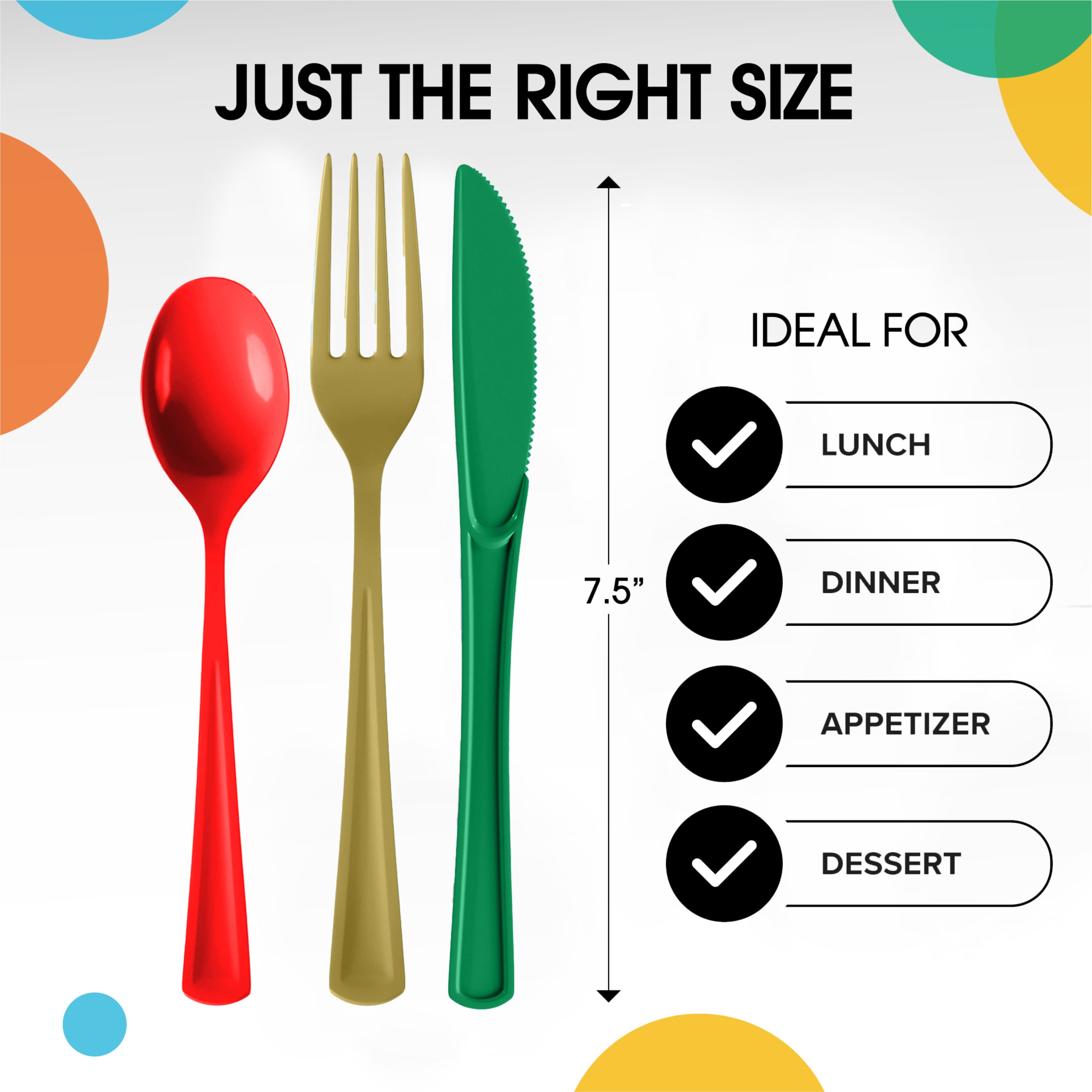 150 Pc. Christmas Plastic Cutlery Combo Set | Red & Green