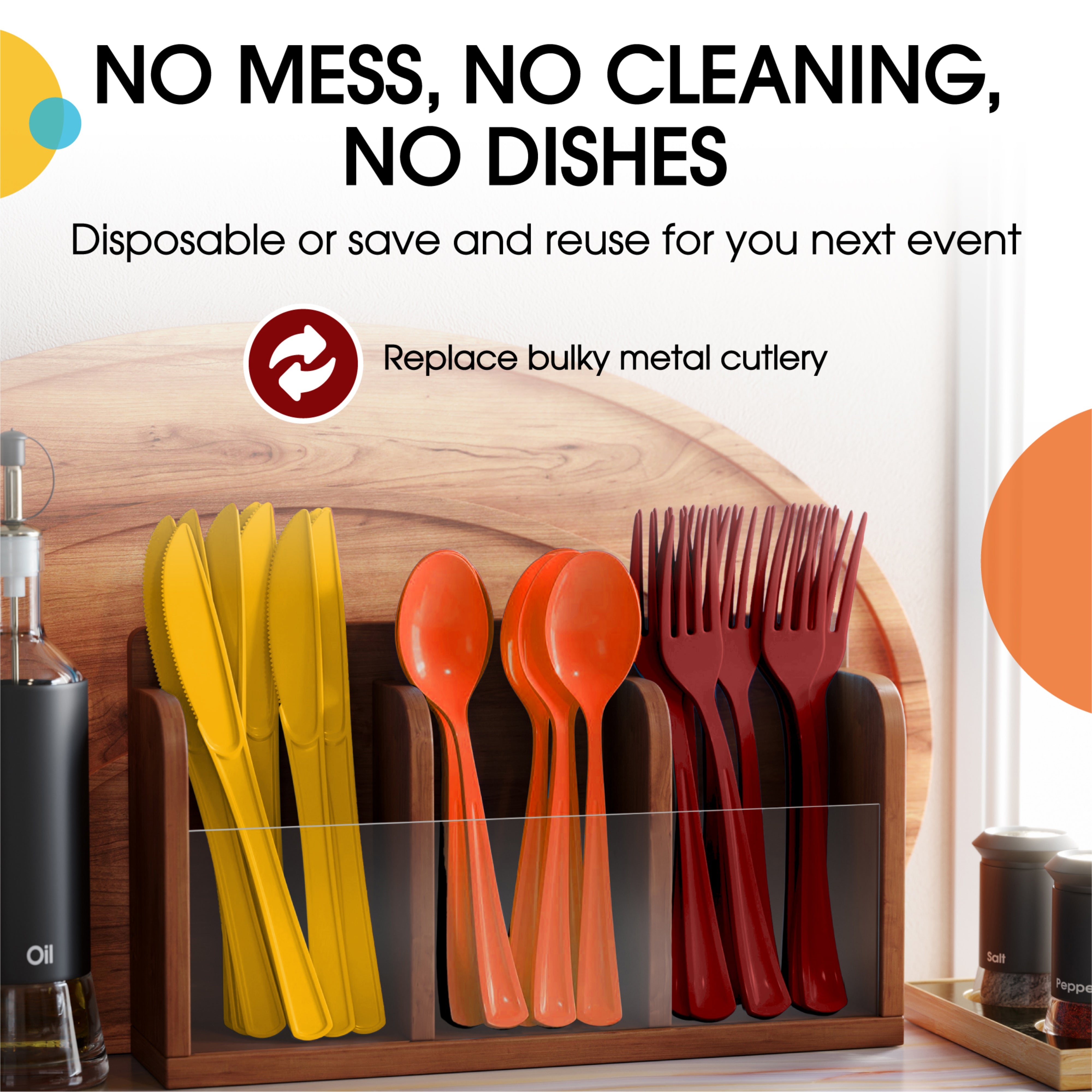 150 Pc. Thanksgiving Plastic Cutlery Combo Set | Fall Colors