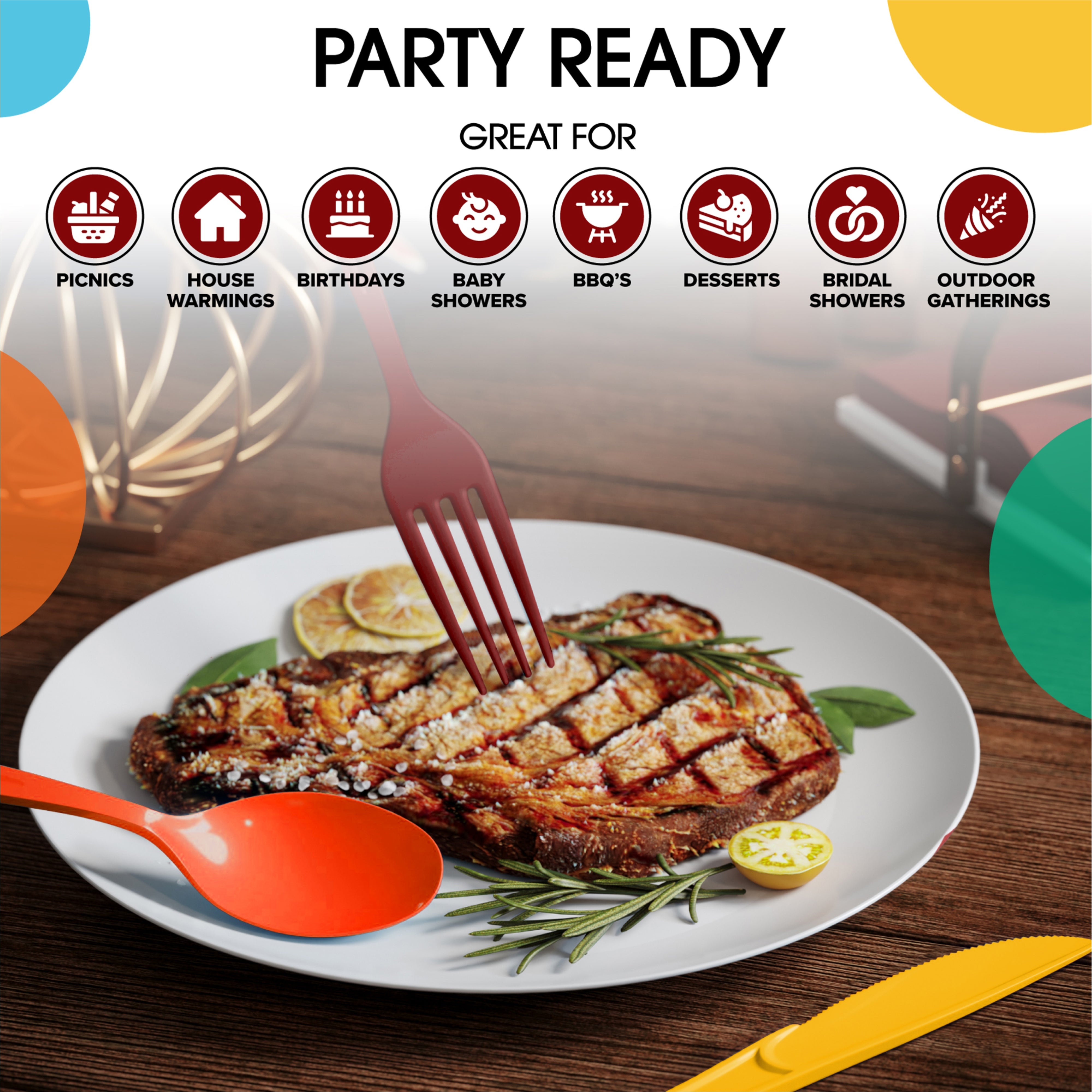 150 Pc. Thanksgiving Plastic Cutlery Combo Set | Fall Colors