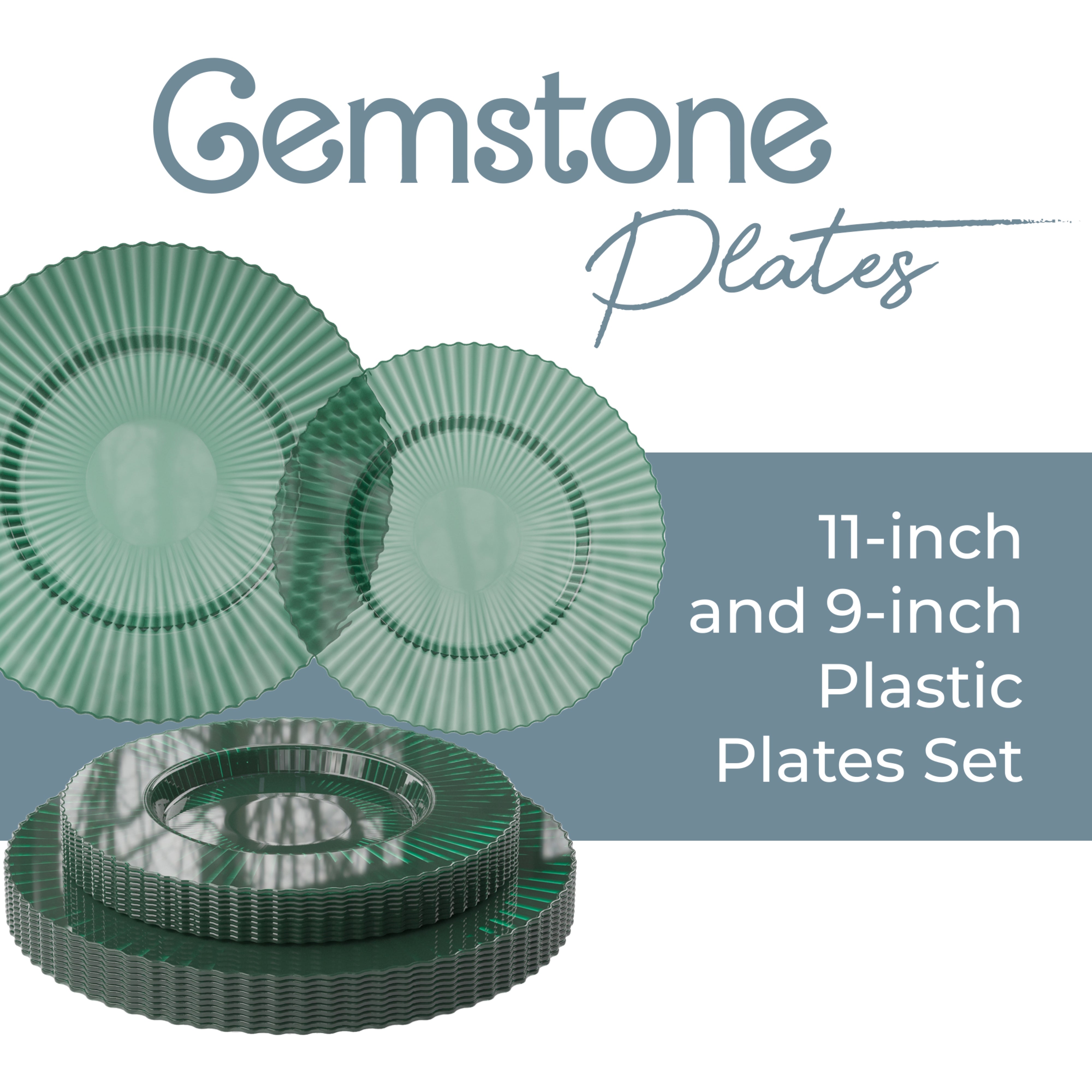 Gemstone Collection Emerald 9 & 11 Inch Plates - 20 Ct. each
