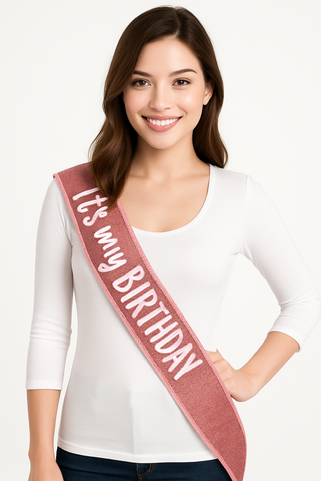 Blush Pink "It's My Birthday" Glitter Sash