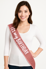 Blush Pink "It's My Birthday" Glitter Sash
