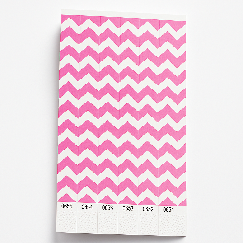 Pink Chevron Waterproof Wristbands - 500 Pack
