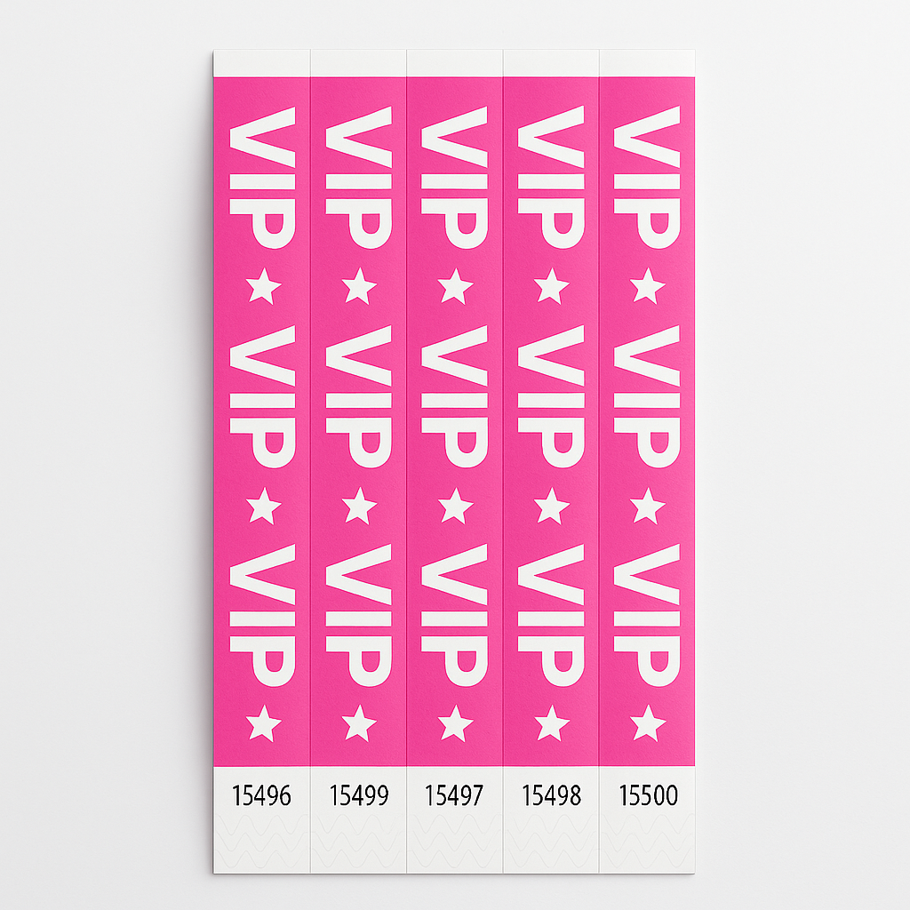 Pink VIP Star Waterproof Wristbands - 500 Pack