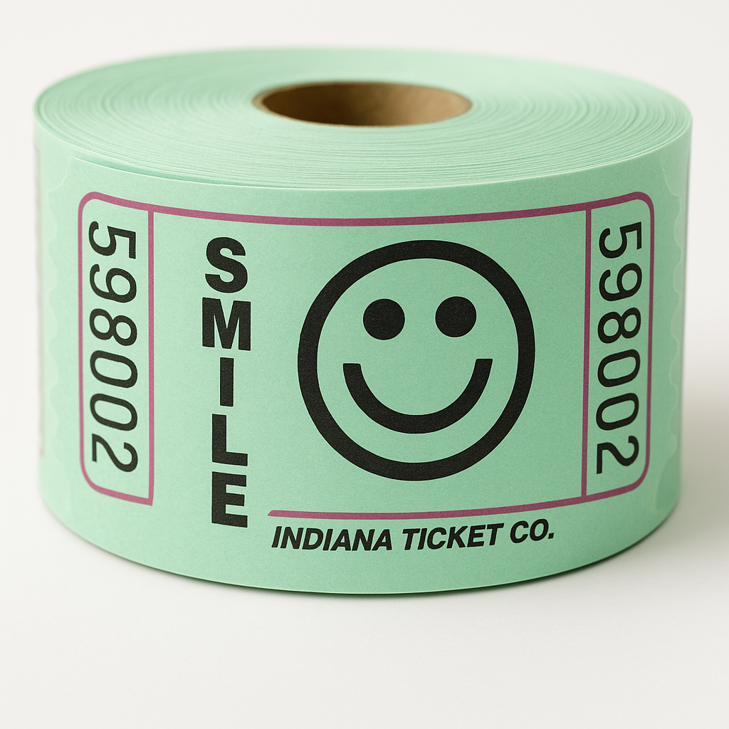 Green Smiley Face Ticket Roll, 2000-Count