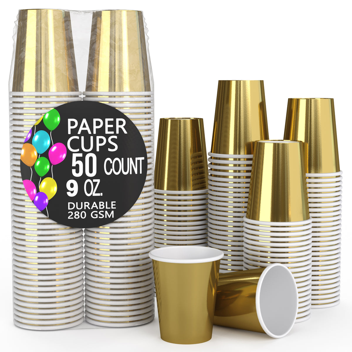 9 oz. Gold Paper Cups - 50 Ct.