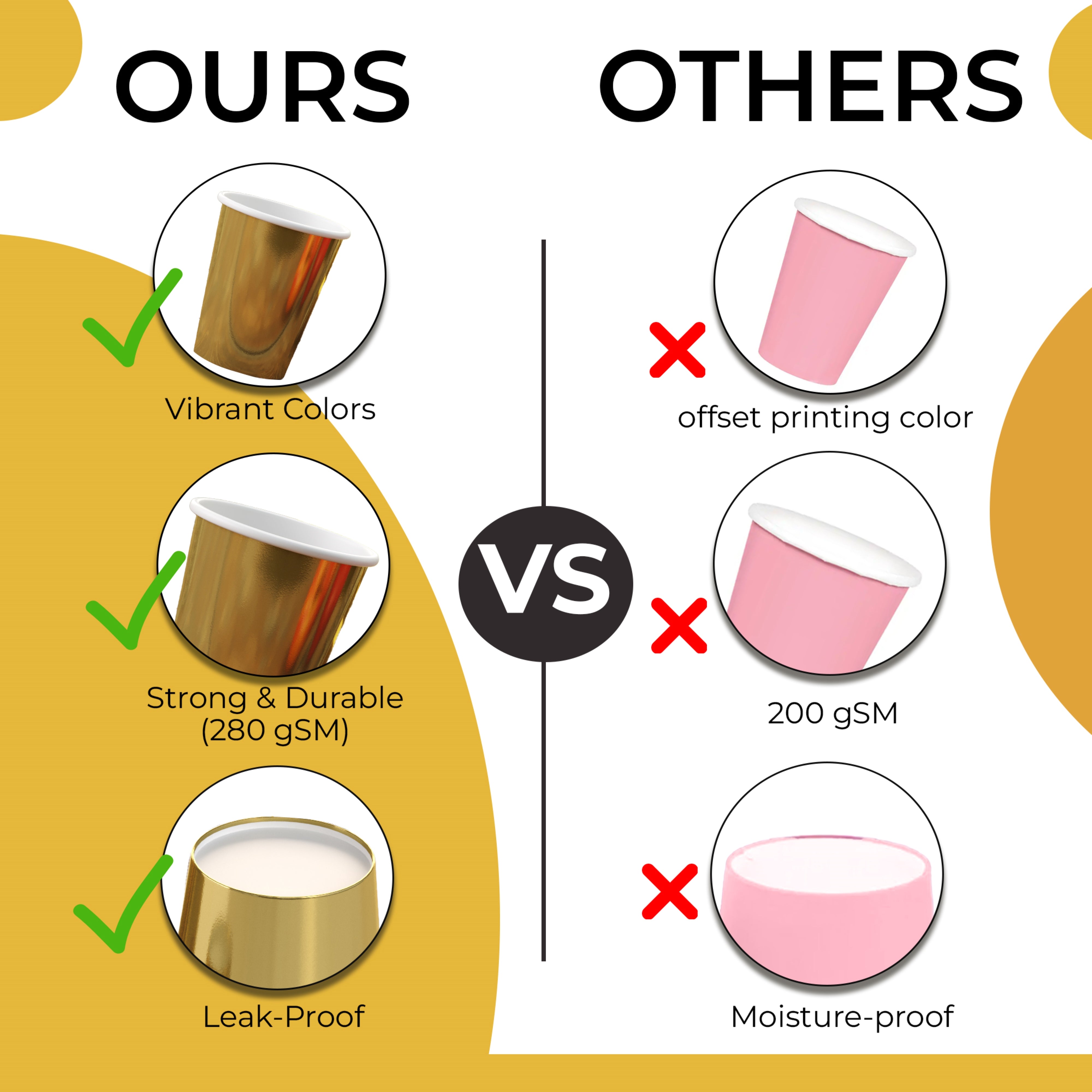 9 oz. Gold Paper Cups - 50 Ct.