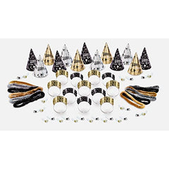 Amscan Elegant Eve 2025 New Year's Eve Decorations Party Supplies for 25, Includes Cone Hats and Tiaras