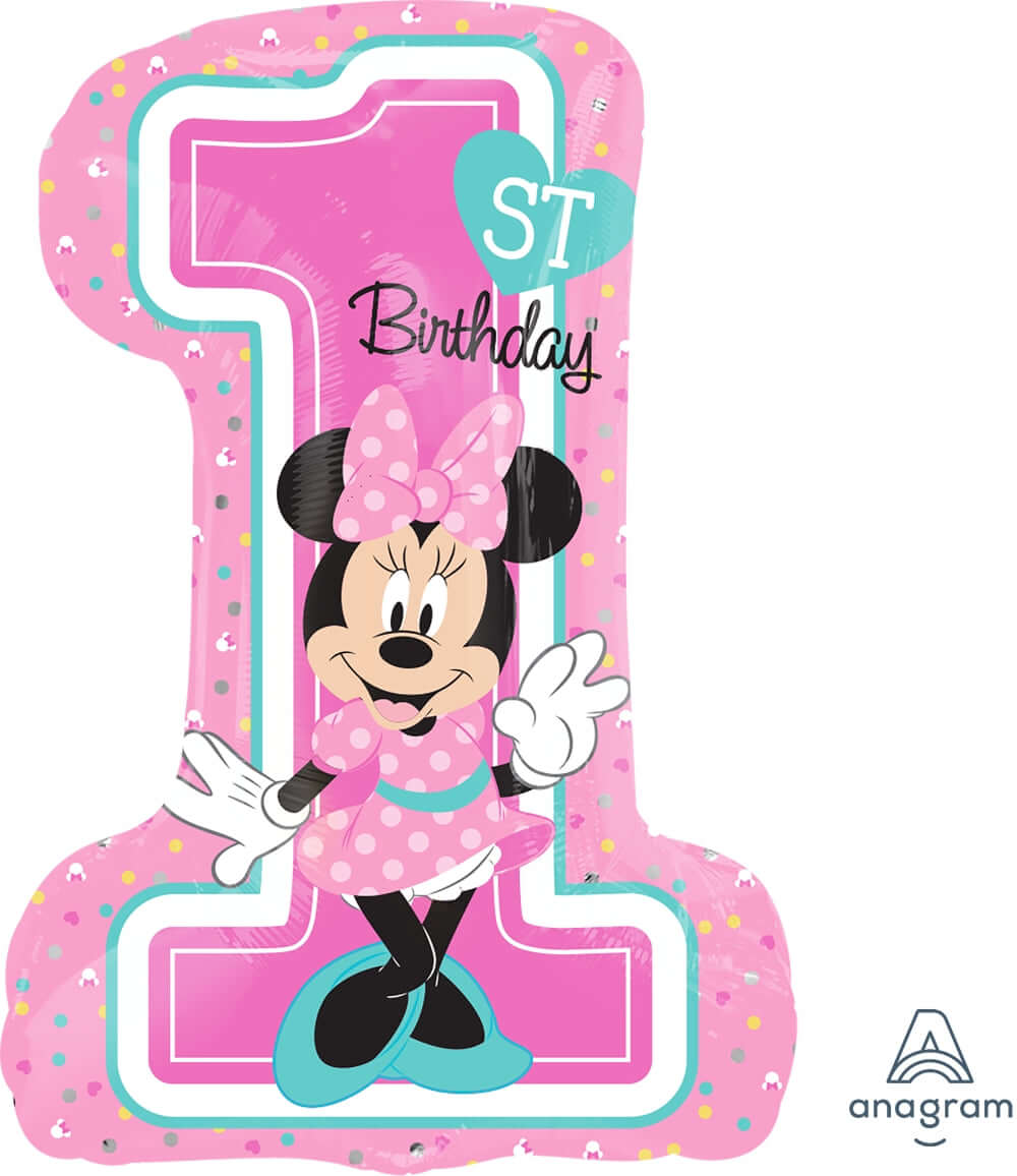 Minnie First Birthday Girl Balloon