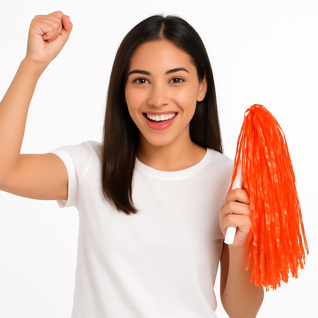 Vibrant Orange Team Spirit Pom-Poms - 2 Pack