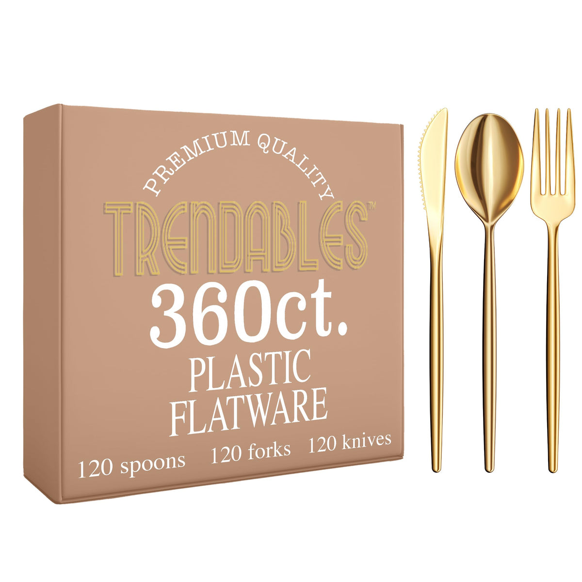 Trendables Gloss Gold Cutlery Combo | 360 Count